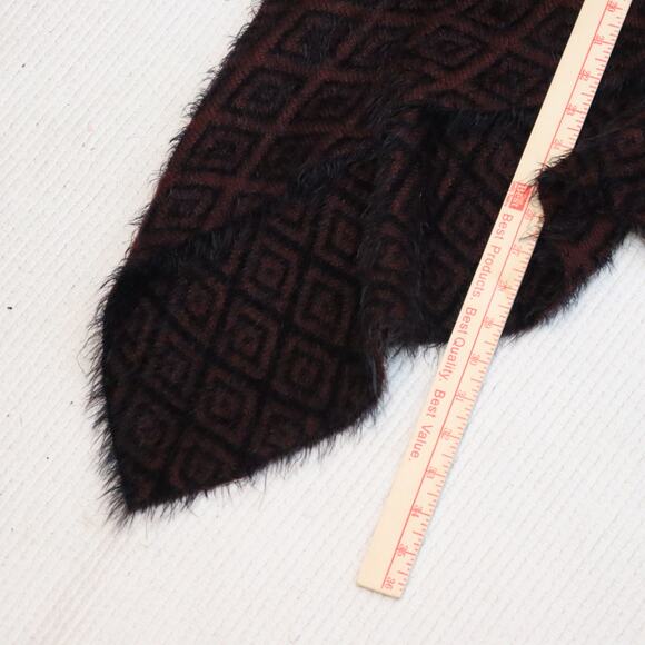 Boho Open Front Drape Vest Red Black Diamond Pattern One Size - Picture 4 of 5